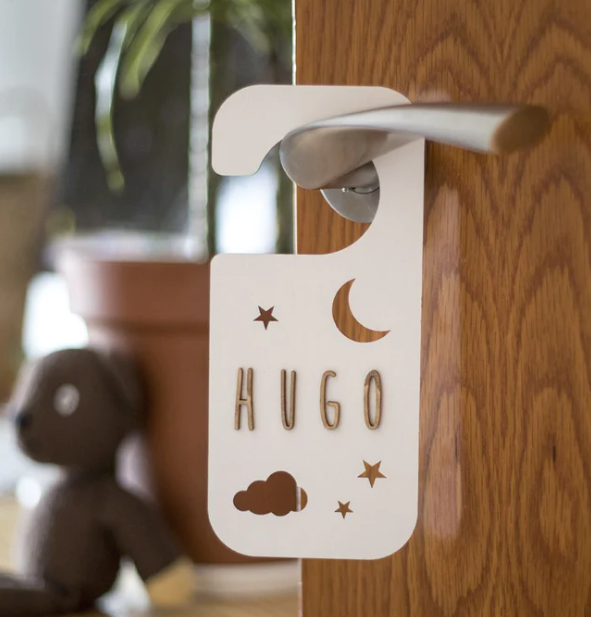 Placa pomo puerta blanca personalizable