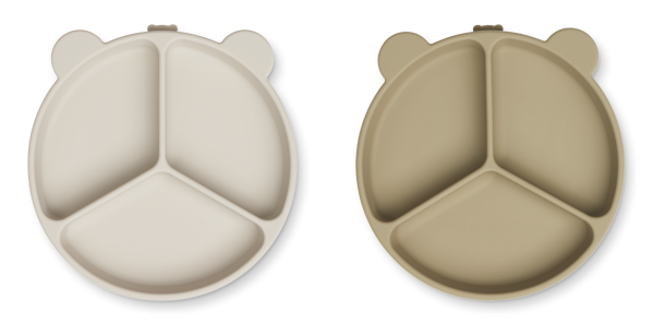 2 Platos con ventosa compartimentados 3077 Sandy / Oat