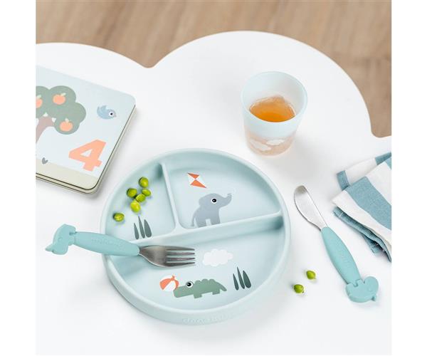 Plato con ventosa y compartimentos Playground Blue - Imagen 3