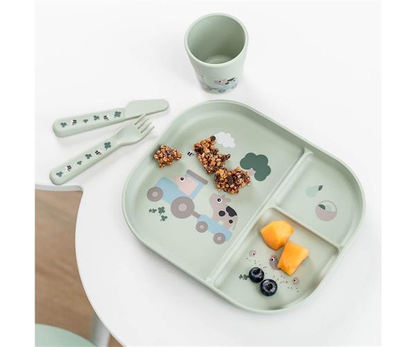 Vajilla con ventosa Tiny farm Verde - Imagen 2