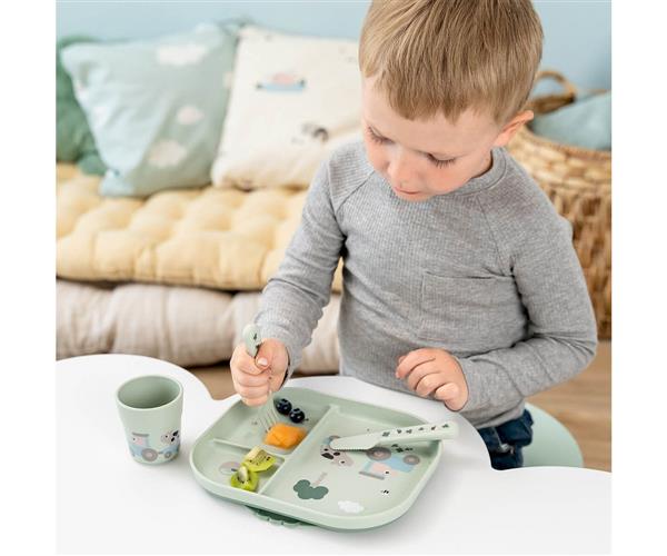 Vajilla con ventosa Tiny farm Verde - Imagen 4